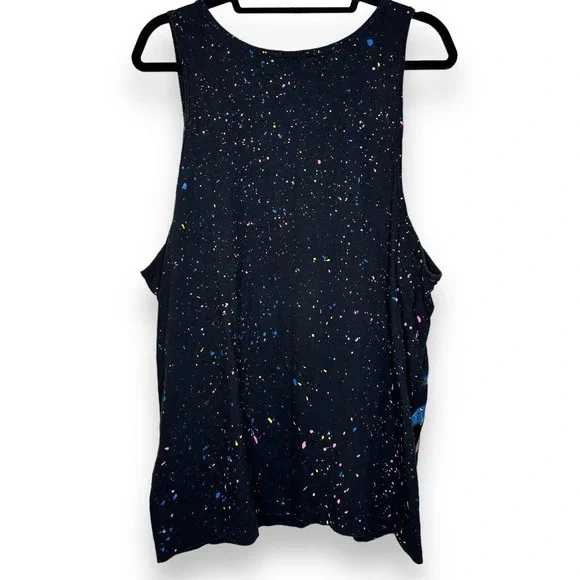 Women's Muscle Tank Beach Coverup Black One Size Fits All Splatter Palm Tree VTG - Picture 2 of 6